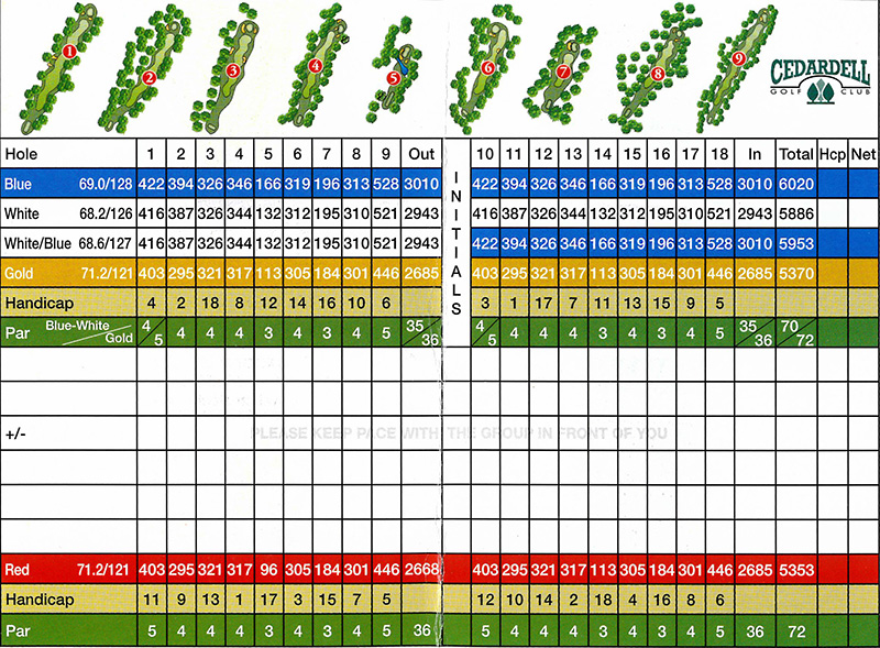 Course Details Cedardell Golf Club